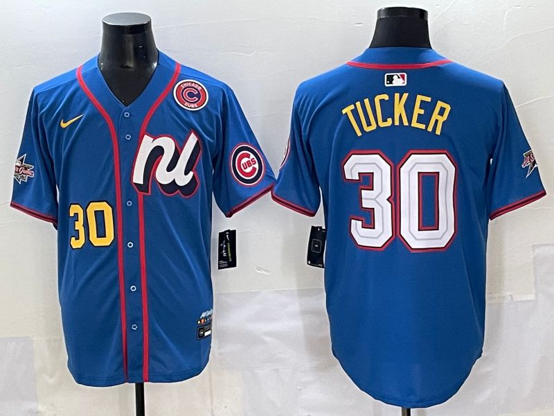 Men 2025 Chicago Cubs 30 Tucker Blue All star Nike MLB Jersey style 6